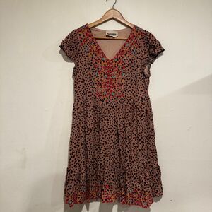Savanna Jane Cheetah Print Dress Vneck Size Small